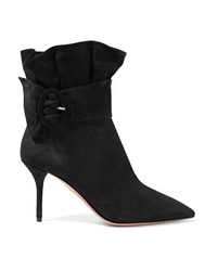 Aquazzura Palace Ruffled Suede Ankle Boots