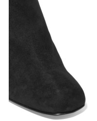 Stuart Weitzman Pearlbacari Embellished Suede Ankle Boots Black