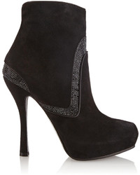 Rene Caovilla Ren Caovilla Crystal Embellished Suede Ankle Boots