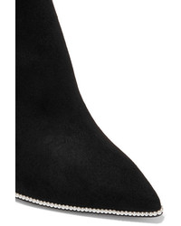 Rene Caovilla Ren Caovilla Faux Pearl Embellished Suede Ankle Boots Black