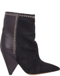 Isabel Marant Suede Leather Lance Ankle Boots Black