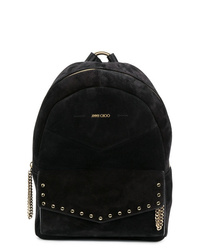 Black Embellished Suede Backpack