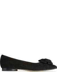 Michael Kors Michl Kors Collection Marla Bow Embellished Suede Point Toe Flats Black
