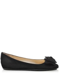 Jimmy Choo Wylie Shimmer Suede Ballet Flats With Net Bow