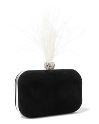 Jimmy Choo Cloud Crystal And Feather Embellished Suede Clutch