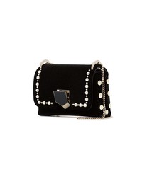 Jimmy Choo Black Lockett Pearl Embellished Mini Velvet Mini Bag