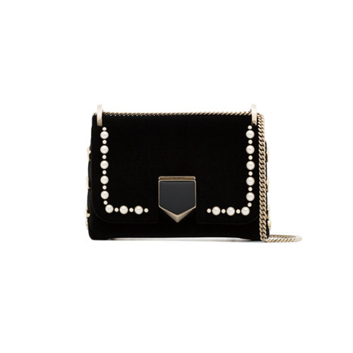 Jimmy Choo Black Lockett Pearl Embellished Mini Velvet Mini Bag, $1,124 ...