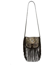 Big Buddha Fringe Bead Embellished Crossbody Bag