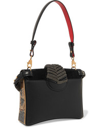 Christian Louboutin Rubylou Small Laser Cut Textured Leather And Suede Shoulder Bag