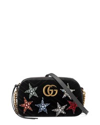 Gucci Small Gg Marmont 20 Crystal Stars Velvet Shoulder Bag