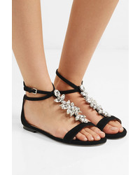 Jimmy Choo Averie Crystal Embellished Suede Sandals