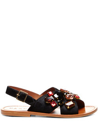 Marni Embellished Black Flat Sandals