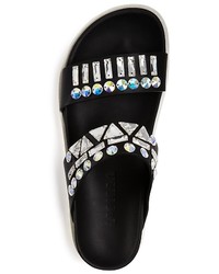 Le Silla Flat Slide Sandals Jeweled Flatbed