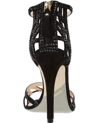 Armani Crystal Embellished Ankle Strap Sandals
