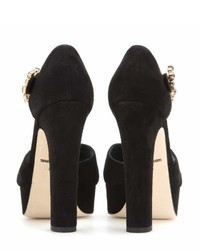 Dolce & Gabbana Embellished Suede Platform Sandals
