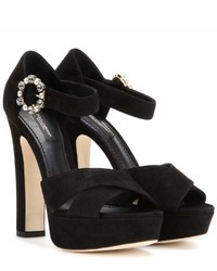 Dolce & Gabbana Embellished Suede Platform Sandals