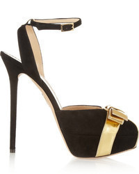 Charlotte Olympia Festive Suede And Metallic Leather Pumps
