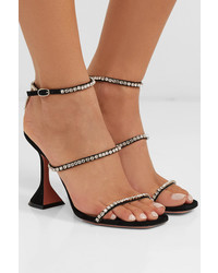 Amina Muaddi Gilda Swarovski Crystal Embellished Suede Sandals