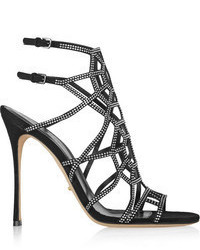 Sergio Rossi Puzzle Basic Embellished Suede Sandals