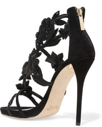 Oscar de la Renta Tatum Embellished Suede Sandals