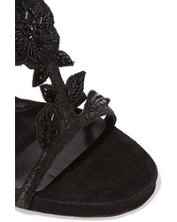Oscar de la Renta Tatum Embellished Suede Sandals
