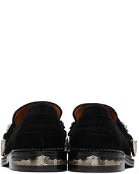 Toga Virilis Black Suede Embellished Loafers