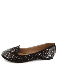 Charlotte Russe Sueded Rhinestone Studded Loafer