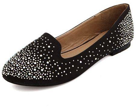 Charlotte Russe Sueded Rhinestone Studded Loafer, $25 | Charlotte Russe ...
