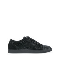 Black Embellished Suede Low Top Sneakers