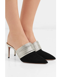 Aquazzura Rendez Vous Leather And Suede Mules