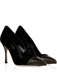 Sergio Rossi Suede Pumps With Embellished Toe