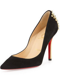 Christian Louboutin Zappa Suede Spiked Heel Red Sole Pump Blackgold