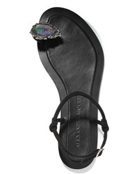 Alexander McQueen Embellished Suede And Leather Sandals Black