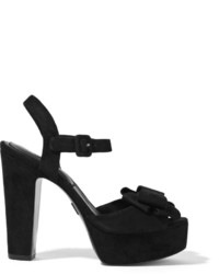 Michael Kors Michl Kors Collection Lexington Bow Embellished Suede Sandals Black