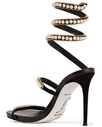 Rene Caovilla Ren Caovilla Embellished Suede And Leather Sandals Black