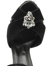 Alexander McQueen Suede Platform Sandals With Embellished Skulls