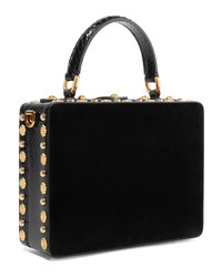 Dolce & Gabbana Dolce Box Embellished Embroidered Med Velvet Shoulder Bag