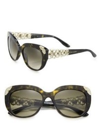 Bvlgari 55mm Crystal Embellished Acetate Metal Cats Eye Sunglasses