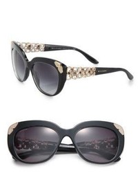 Bvlgari 55mm Crystal Embellished Acetate Metal Cats Eye Sunglasses