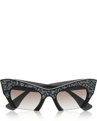 Miu Miu Crystal Embellished Cat Eye Acetate Sunglasses