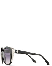 Roberto Cavalli Crystal Embellished Cat Eye Sunglasses Black