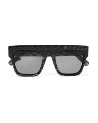Stella McCartney Crystal Embellished D Frame Glittered Acetate Sunglasses