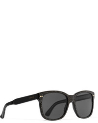 Gucci Crystal Embellished Square Frame Acetate Sunglasses Black