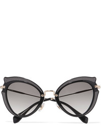 Miu Miu Embellished Cat Eye Acetate And Gold Tone Sunglasses Black