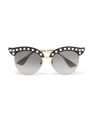 Gucci Embellished Cat Eye Acetate And Gold Tone Sunglasses