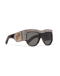 Gucci Embellished D Frame Tortoiseshell Acetate Sunglasses