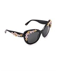 Dolce & Gabbana Flower Embellished Cat Eye Sunglasses