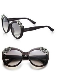 Jimmy Choo Megan Embellished 53mm Round Sunglasses