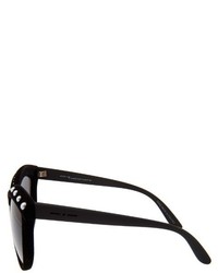 Italia Independent Pearl Embellished Velvet Cat Eye Sunglasses