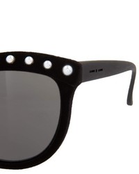 Italia Independent Pearl Embellished Velvet Cat Eye Sunglasses
